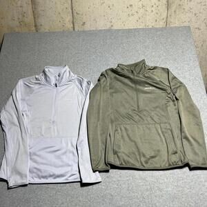 LOT 2 Eddie Bauer 1/2 Zip Women Small Running Jacket  Olive Green Blue Pullover